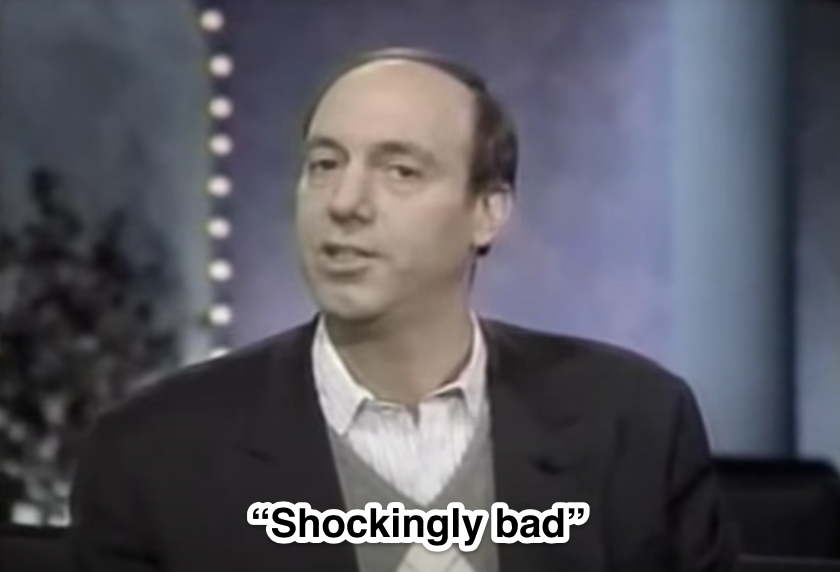 screenshot of gene siskel saying "shockingly bad"