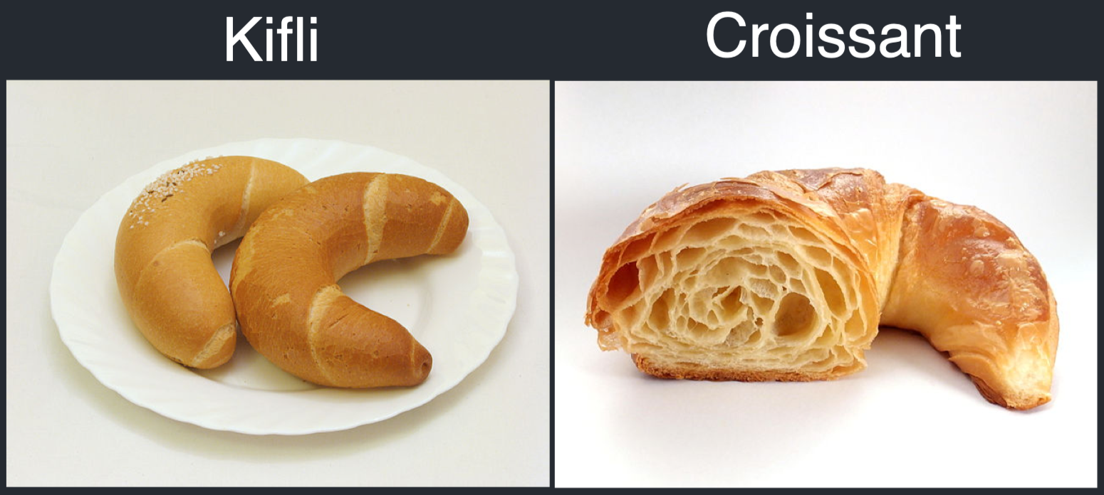 kifli and croissant side by side