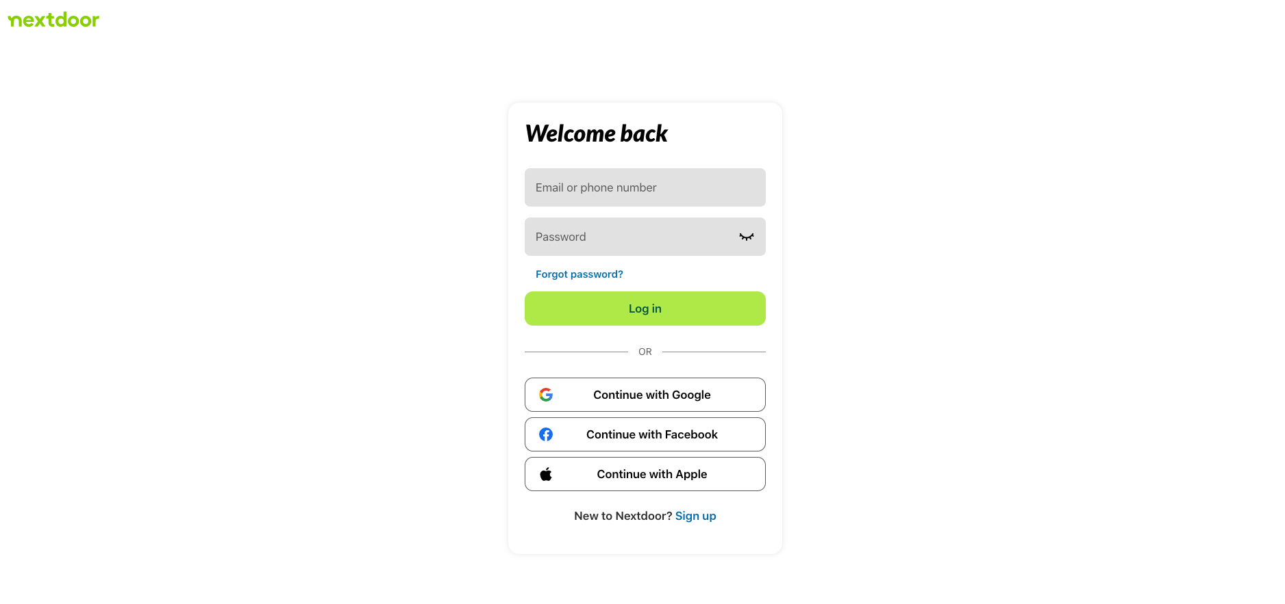 Login Page With Multiple OAuth Options   Nextdoor Login 